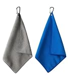 2 Golf Towels, Premium Golf Accessories for Men, Soft Absorbent Microfiber Towels for Golf Clubs and Golf Bags, Durable Golf Kit Essentials