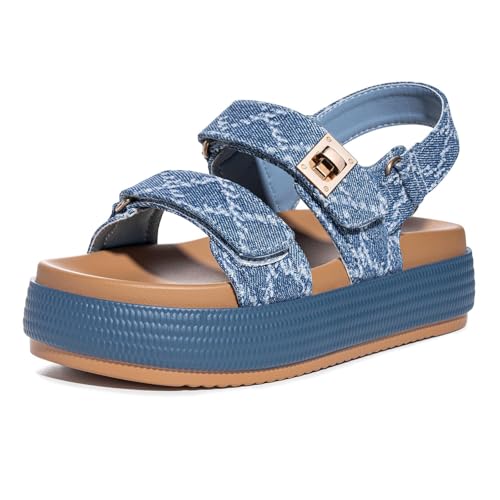 Image of FITORY Women Platform Sandals Comfortable Open Toe Beach Shoes with Adjustable Buckle Straps for Summer Size 6-11