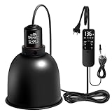 MECESOR 5.5' Deep Dome Reptile Lamp Fixture with Thermostat Timer & Dual Controls, Heat-Resistant Ceramic Bulb Holder for Bearded Dragons, Snakes, Turtles & Geckos