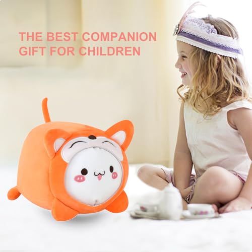 Image of Kids Travel Pillow - 2-in-1 Deformable Kids Neck Pillow for Traveling, Soft U-Shaped Pillow with Adorable Animal Design, Comfy Sleep and Play, Ideal for Airplanes and Traveling (QQ Orange Fox)
