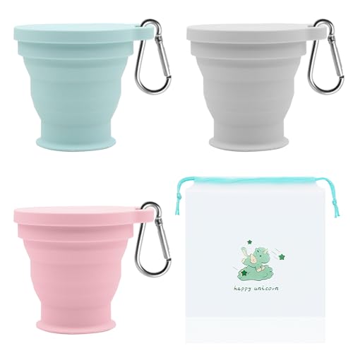 VEGCOO 3 Pcs Tasse Pliable, Gobelet Pliable à Motif de Griffe de Chat Tasse Pliable de Voyage en Silicone avec 1 Sac de Rangement pour Pique-nique Camping...