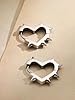 Hanary Silver-Tone Spike Huggie Hoop Heart Earrings, Gothic Punk Earrings, Emo Grunge Jewelry, Christmas Jewelry Gift For Women #5