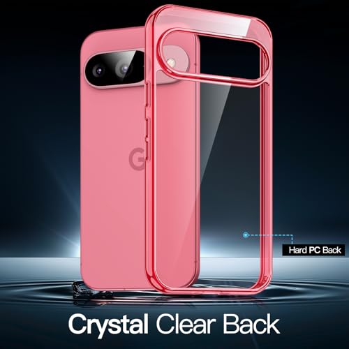 JETech Cover Case for Google Pixel 9/9 Pro 2024, Non-Yellowing Shockproof Bumper Protective Phone Cover, Anti-Scratch Hard PC Back (Peony)