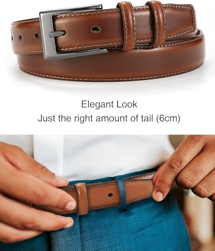 Image of Contacts Men's Genuine Leather Pin Buckle Belt | Leather Belt for Men Classic Designs for Work & Business Casual