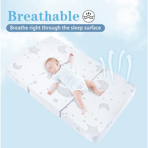 Image of Pack and Play Mattress, 38x26 Dual-Sided Memory Foam Trifold Pack N Play Mattresses with Breathable Washable Cover, Portable Baby Travel Mattress for Pack N Play with Carry Bag