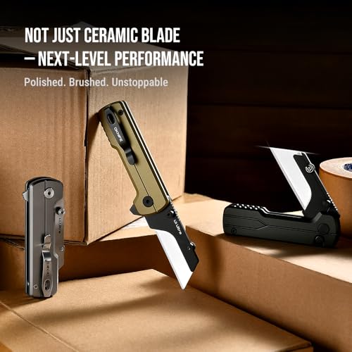 Image of OKNIFE U1 Ultra Titanium Pocket Folding Utility Knife, Ceramic Blade