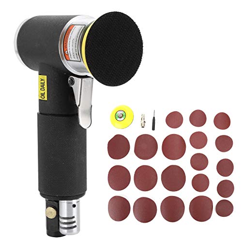 GEDMRT - Mini Pneumatic Sander | Eccentric Polishing for Auto Body & Metal | 16000 RPM Low Vibration Sander/Oxidation Reducer/Wood Deburring Tool | 920g Lightweight with Sandpapers (2-3 inches Eccentric