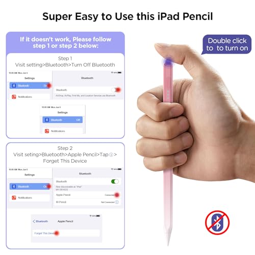 Image of DEGGE Stylus Pen for iPad 2018-2025, 15Mins Fast Charge for Apple Pencil, Palm Rejection, Compatible with iPad A16 11 /10 /9 /8 /7 /6, iPad Pro M5 /M4 /12.9 inch /11 inch, iPad mini 7 /6 /5, iPad Air M3 /M2 /5 /4 /3