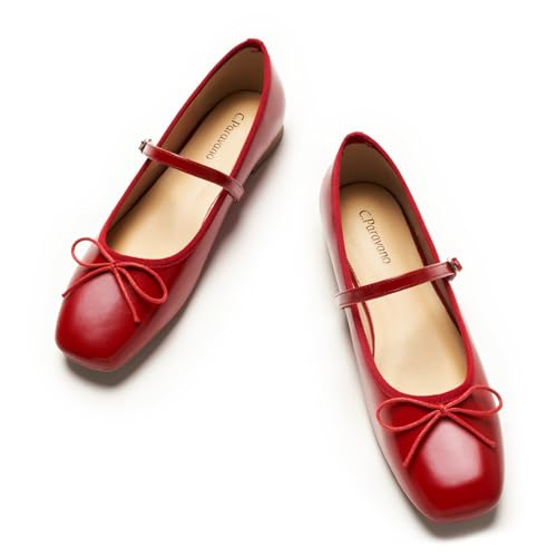 Image of C.Paravano Women's Mary Jane Flats | Square Toe Ballet Flats | Daily Wear Work Shoes | Dress Shoes with Adjustable Straps
