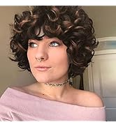 BECUS Afro Perücke Synthetische Verworrene Lockige Curly mit Pony kurze Perücken für Schwarze Dam...