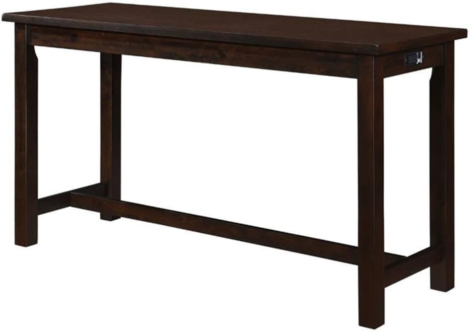Lexicon 4-Piece Counter Height Table with 3 Stools, Wood Kitchen Counter Table Set with 2 Built-in USB Ports, 2 Charging A/C Power Outlets, Console Drawer, Upholstered Bar Stools, Espresso