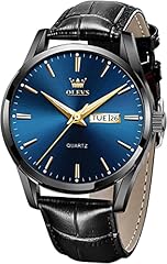 black Leather Blue Dial