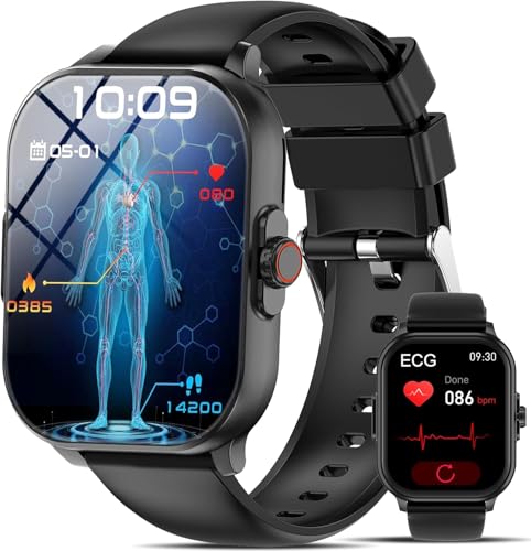 YYKY 2025 nuevo Smartwatch ECG+HRV Reloj 2.01'24H Presión Arterial/Pulsómetro/Sueño/SpO2/Ácido úrico/Lípidos/Teléfono para Hombre Mujer Fitness Tracker iOS Android