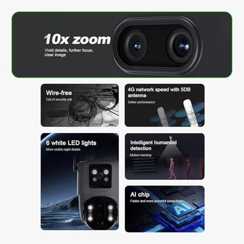 Image of Active Pixel 4MP | 4G SIM Card Based | IP Wireless CCTV Camera | Surveillance Outdoor (Dual Cam White)