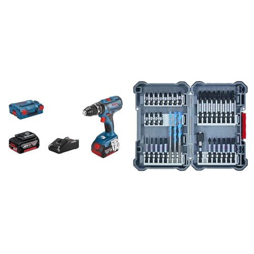 Bosch Professional Akku Schlagbohrschrauber GSB 18V-28 + 35-tlgs. Bohrer Bit Set (Pick and Click, Zubehör für Schlagschrauber, mit Bits und Universalhalter) - Amazon Edition
