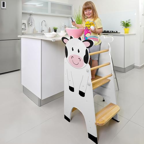 Shandra Kids Kitchen Step Stool for Toddlers, Toddler Tower Adjustable Stool - Montessori Toddler Stool