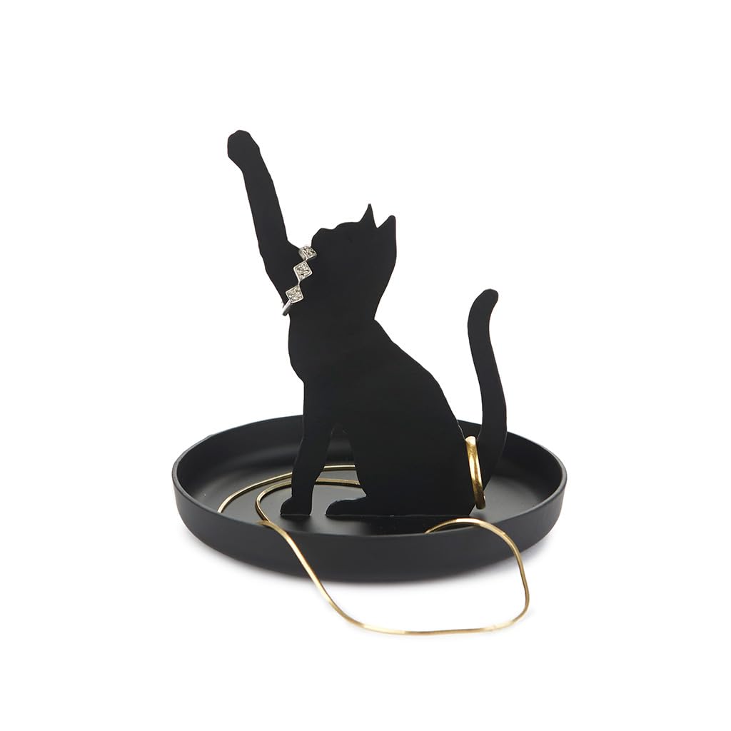 Balvi Black Feline Ring Holder Colour Cat Shape Metal