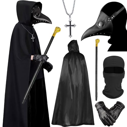 [Weekcos] ペスト マスク セット ハロウィンマスク コスチューム 医師マスクホラー 怖い ハロウィン 病気の医師 鳥博士 ハロウィン コスプレ仮装 大人用 黒