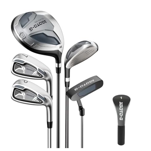 1GoTo-G 6 Pieces Golf Clubs Set for Men & Women - Complete Golf Clubs Full Set Includes 1# Driver, 5# Hybrid, 7# PW# Irons and Putter, Gray - Men's, Right
