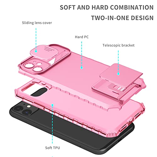 Étui silicone pour iPhone 11 rose avec support vertical et horizontal antichoc - 6