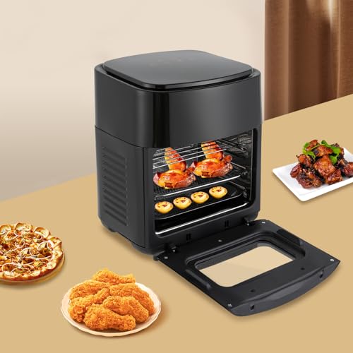 Heißluftfritteuse 15 Liter 1400W Airfryer Ohne Öl Heissluftfritteuse Luftfritteuse mit transparentes Fenster & Touchscreen, Fritteuse Heissluft Ohne Fett Air Fryer, Temperatur regelbar 80-200°C – Bild 5