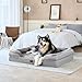 EHEYCIGA Orthopedic Dog Beds for Extra Large Dogs 44x32Inch, Waterproof Memory Foam XL Pet Bed with Sides, Non-Slip and Egg-Crate Foam Big Dog Couch Bed with Washable Removable Cover, Grey