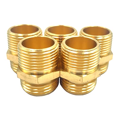 5 Pcs 3/4GHT Male X 3/4NPT Male Solid Brass Garden Hose Fittings Connectors Adapter GHT To NPT Adapter Pipe Brass Fitting Connect