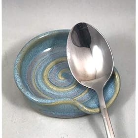 Coffee Spoon Rest, Teaspoon Rest, MINI Ceramic Spoon Rest in Opal Blue 416ggbjt1yL. SS280