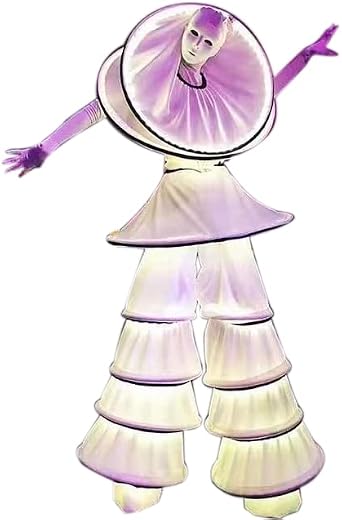 Earthradius LED White Stilts walker Robot Costume Outfit Adults Halloween Dress Party Show Stage Dance Performance Costume