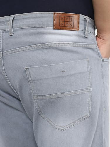Image of Urbano Plus Men's Straight Fit Mid Rise Washed Jeans Stretchable