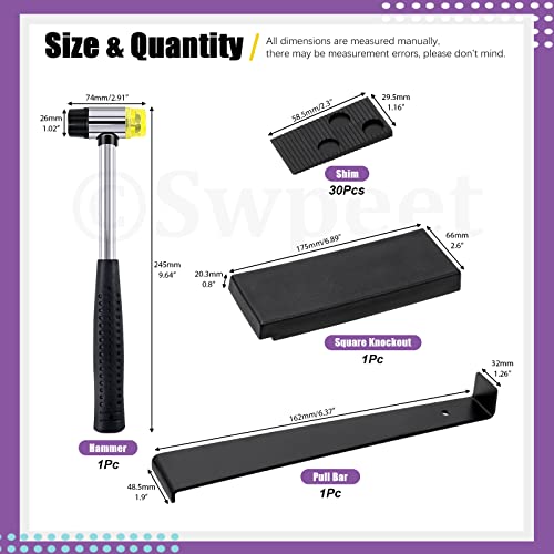 Swpeet Laminat 33Pcs Laminatfußboden-Installationssatz, einschließlich Hochleistungs-Doppelgesicht-Hammer mit rutschfestem, weichem Griff, verbesserte Zugstange Tapping-Block und 30Pcs Abstandshalter