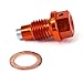 JFG RACING CNC Aluminum M12mmP1.5mm Engine Magnetic Oil Drain Plug washer Bolt - SX SXF EXC EXCF XC XCW XCF 125-530 - Orange