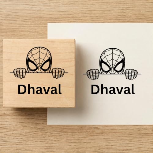 Image of Kunya Personalised Book Stamp with Your Name(3.5 cm Dia), customised for Stamping Books for Readers, Great Gift for booklovers, Kids, Teachers (Web Mask)