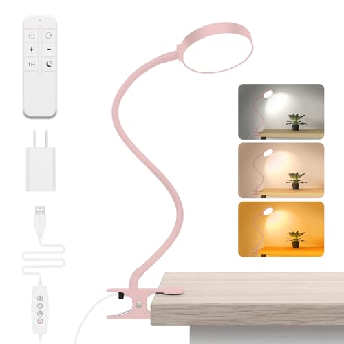 Image of iFalarila 61 LED Desk Lamp with Night Light Clip Lamp with 1 Hour Timer and USB Charger, Reading Lamp with 5M Remote Control for Book /Work /Bed /Table