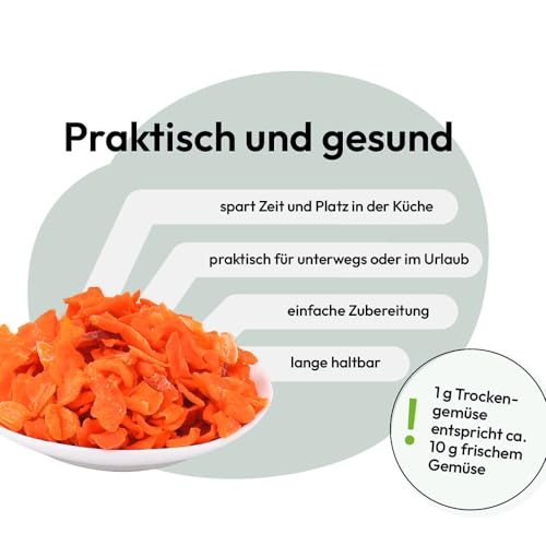 GRAU – das Original – Trockengemüse zum BARFen für Hunde - Karotten-Würfel, 1er Pack (1 x 150 g), Ergänzungsfuttermittel für Hunde