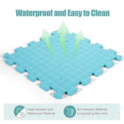 Image of CraftyManor 9 PCS Blocking Mats for Knitting & Crochet Projects, Crochet Blocking Mat with 50 T- Pins, Knitting Board and Pins (Blue 9PCS)