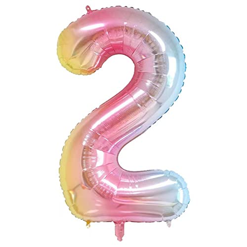 40-Inch Rainbow Number 2 Crown Balloons Set, 2Th Birthday Balloons For Kids, Children's Birthday Party Decorations. (2) #TOP1