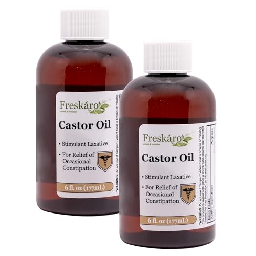 Freskro Pure Castor Oil Oral Solution Stimulant Laxative for Occasional Constipation Relief Fast Acting Liquid Digestive Support Smooth Easy Dosing Trusted & Tested Formula 6 fl oz (2 Pack)