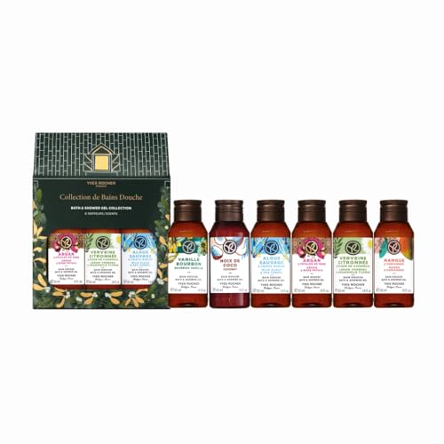 Yves Rocher Bain de Nature - Set de regalo – 6 minigeles de ducha de 50 ml – Mango cilantro, Alga Salvaje, Coco, Vainilla Bourbon, Argán Rosa, Verbena Limón – Cuidado perfumado con extractos naturales