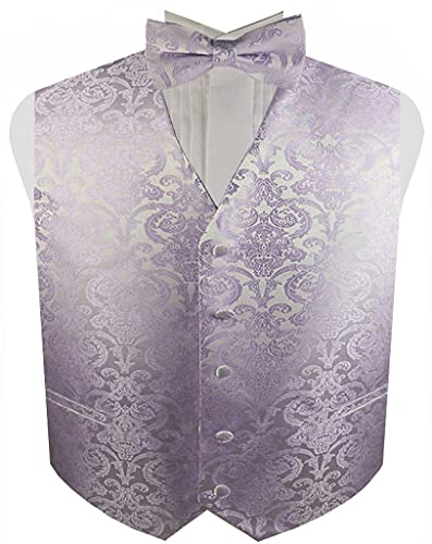 ME&SLEEVE Men's 4pc Classic Paisley Waistcoat Necktie Bowtie Pocket Square for Wedding Suit/Tuxedo