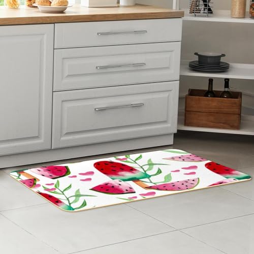 Alfombrillas de cocina para decorar en verano, juego de 2 alfombras lavables con diseño de sandías 7