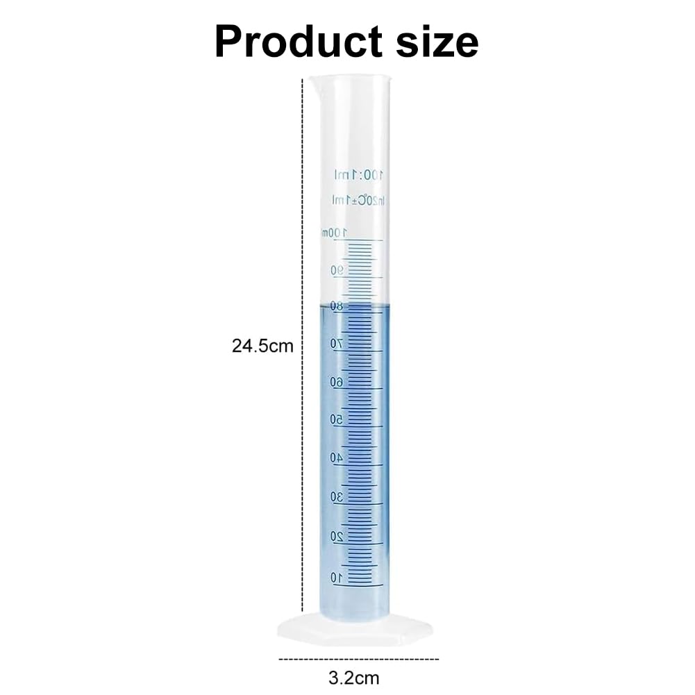 Set di 2 Cilindri Graduati in Plastica,Cilindro Graduato,Cilindri graduati in plastica,Cilindri Graduati Trasparenti,per La Graduazione del Liquido,Laboratorio, Chimica,100 ml