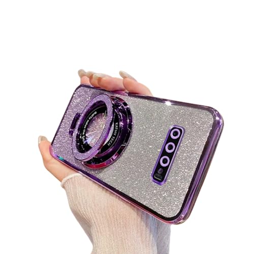 SIYOPINPFY Case for Samsung Galaxy S8 Case Glitter Sparkly Diamond Luxury Plating Silicon TPU Soft Cover Camera Protector with Magnetic Ring Stand Holder for Samsung Galaxy S8, Shiny Purple
