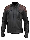 Leder Fashions Riker Classic Genuine Leather Commander Field Black and Burgundy Biker Jacket
