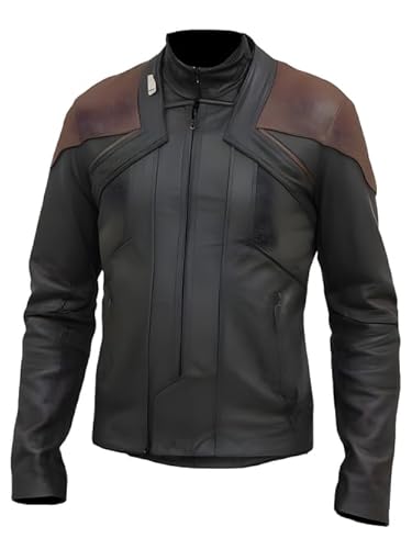 Leder Fashions Riker Classic Genuine Leather Commander Field Black and Burgundy Biker Jacket
