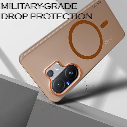 Image of Compatible for Vivo V60 5G Frosted Translucent Hard Back | Only Compatible with Wireless Magnetic Accessories | Thin and Slim Magnetic Back Cover (Brown)