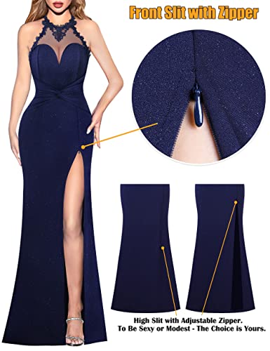 Image of VFSHOW Womens Formal Halter Keyhole Back Prom Gala Maxi Dress Evening Gown