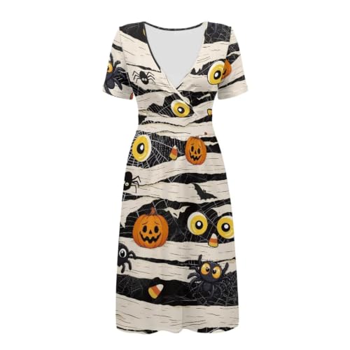 Image of Women's Summer Dresses Short Sleeve Formal Dresses with Pockets