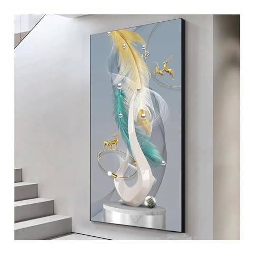 Mur art abstrait cerf doré JGGXHM tableau géométrique décoration maison 72x142cm