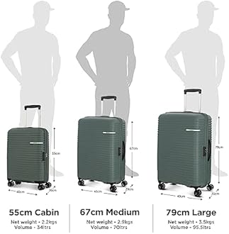 American Tourister Liftoff 67 CM Medium Check-in Polypropylene (PP) Hard 8 Wheels Spinner Luggage/Suitcase/Trolley Bag for Travel (Olive)